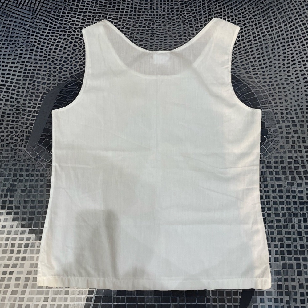 Avon Fashions Vintage 80s White Cotton Scoop Neck Sleeveless Tank Top Small